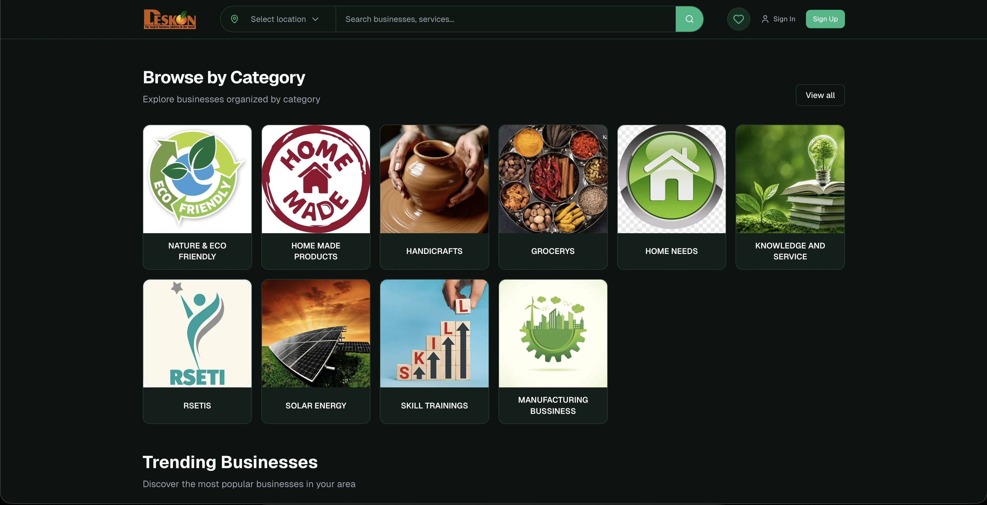Deskon business discovery and listing platform