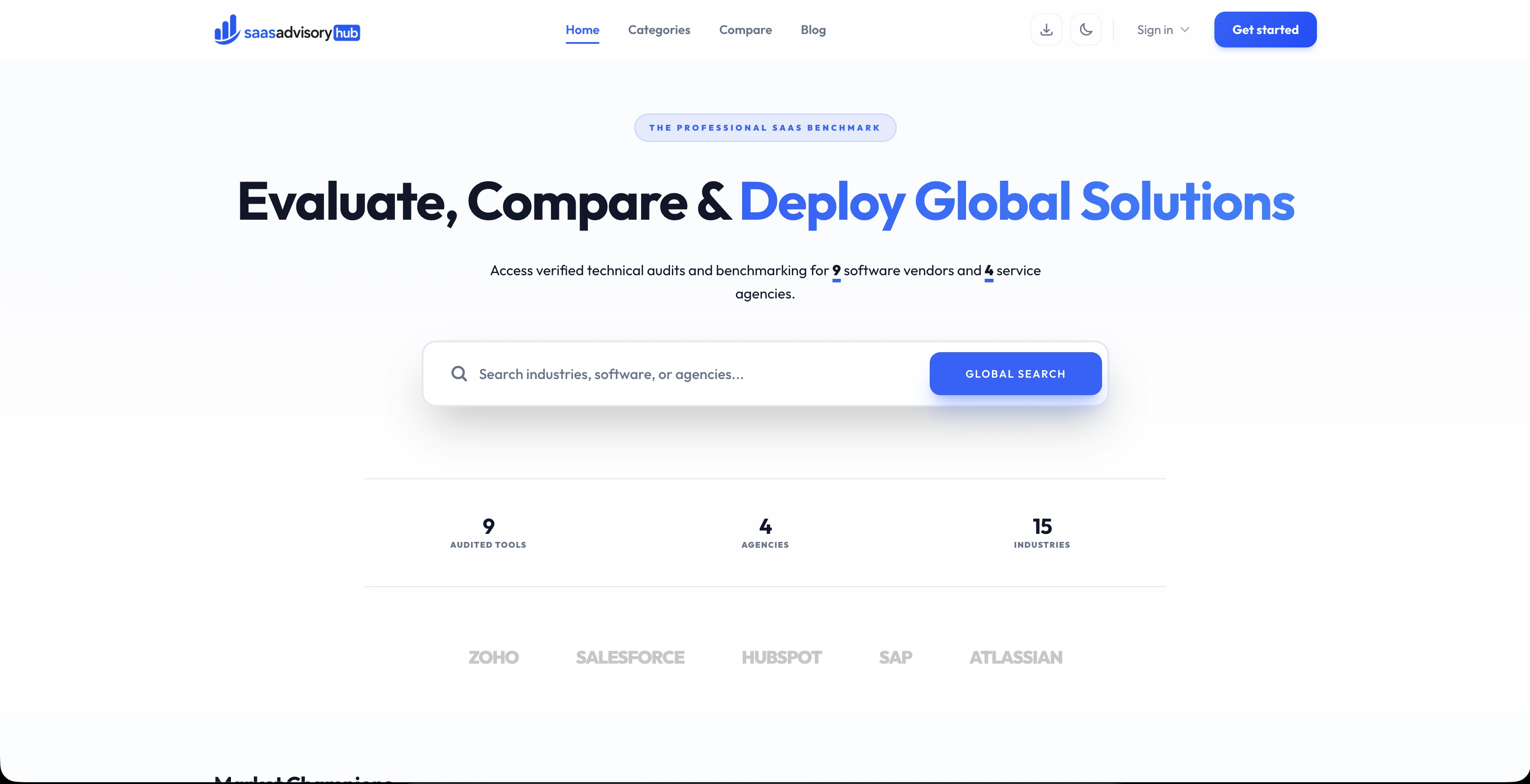 SaaS Advisory Hub software discovery homepage