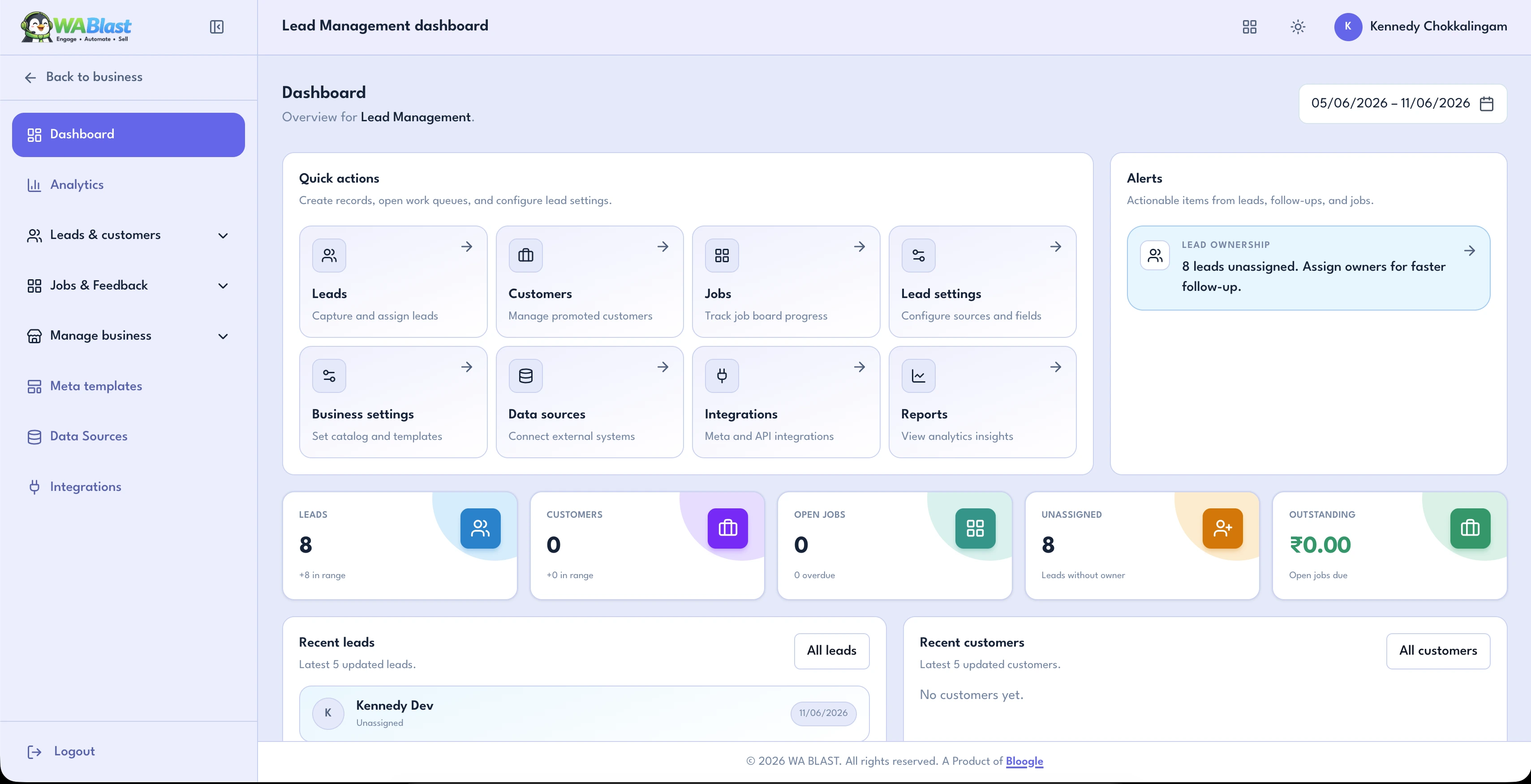 WA Blast flow builder and campaign management